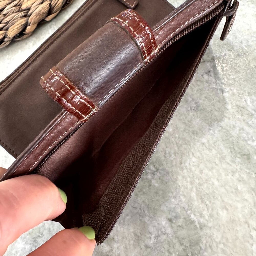 Fossil Brown Retro Boho Diagonal Suede & Leather … - image 5